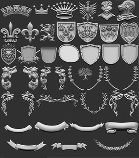 coat arms - brasao elements family familia streamer flamula shield pendant pingente ring anel name arm branches helmet elmo sword crown jewelry pendants 3d print model - Mito3D