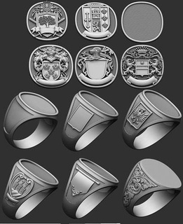 coat arms family - brasao rings set familia streamer flamula shield pendant pingente ring anel name arm branches helmet elmo sword crown jewelry 3d print model - Mito3D