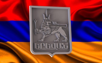 coat arms yerevan city art armenia emblem blazonry silver gold jewelry jewelery illustration banner flag signs logos erevan symbol 3d print model - Mito3D
