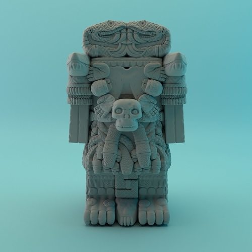 coatlicue messicano statua azteca messico runa estatua reliquia arqueologia tlaloc dea dios divinità mexica arte sculture 3D print model - Mito3D