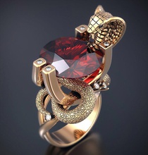 cobra, anel de rubi jóias cobra anéis ouro printable imprimir jóia diamante prata platina pedra preciosa 3d print model - Mito3D