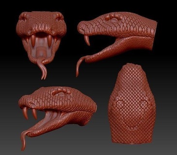 cobra snake face lizard venom mouth printable 3dmodel lock limk chin jewelry bracelets 3d print model - Mito3D