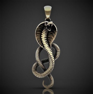 cobra serpente pingente joalheria precioso gema ouro prata esterlina impressão joia brilhante diamante anel pingentes 3d print model - Mito3D