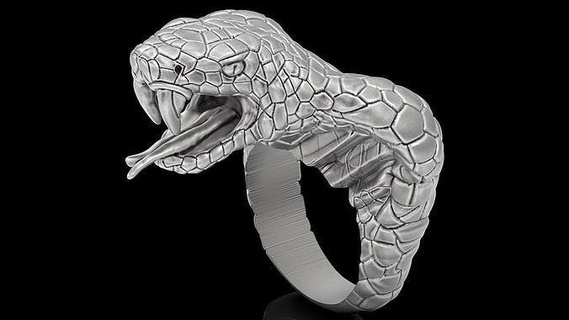 cobra snake ring silver gold printable jewelry 3d model lizard python venom dragon zbrush design trend fantasy rings 3d print model - Mito3D