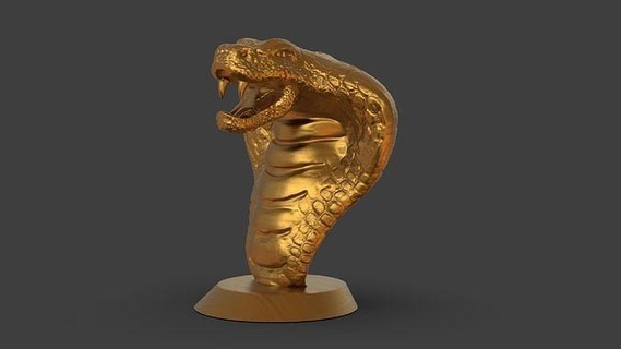 Kobra Statue Skulptur Reptil Schlange Tiere Gold Kunst druckbar Eidechse Skulpturen 3d print model - Mito3D