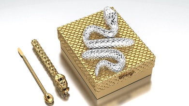 kokain box original design gold schmuck druckbar platin silber juwel schlange schönheit frau luxus mode 3d modell textur muster wunderschönen 3d print model - Mito3D