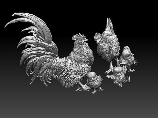 coq poule poulets oiseau poulet impression statue animal sculpture art sculptures 3D print model - Mito3D