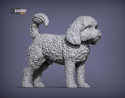 cockerpoo cão natureza mamífero animal escultura estatueta lembrança presente 3d impressão modelo esculpir esculturas imprimível arte 3d print model - Mito3D