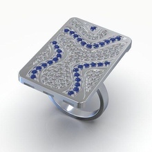 kokteyl elmas yüzük moda yüzüğü takı lüks altın gümüş mücevher parlak safir yazdırılabilir güzellik yüzükler 3d print model - Mito3D