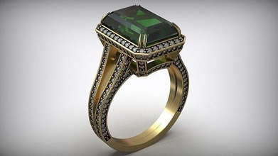 coquetel moda ouro diamante esmeralda anel luxo diamantes prata esterlina imprimível noivado Casamento platina beleza gema 3d print model - Mito3D
