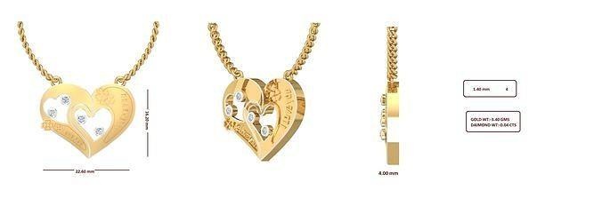 cocktail heart love pendant jewelry design art gold printable models silver pendants 3d print model - Mito3D