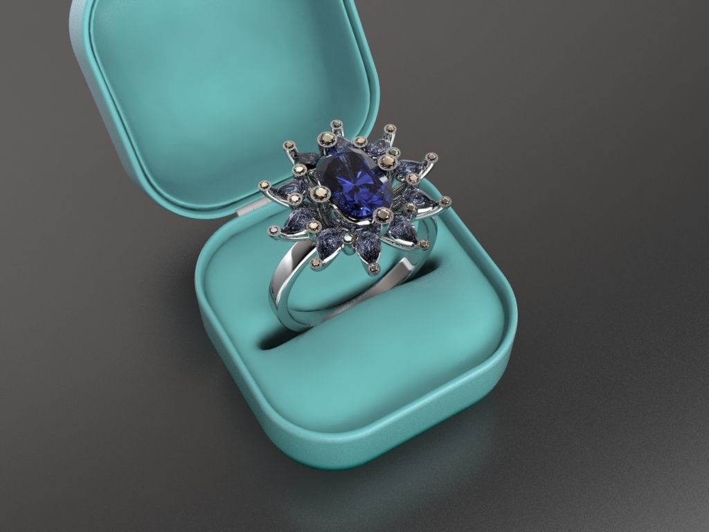 bague de cocktail bijoux l'anneau imprimable la poire forme l'engagement engagem en diamant le coussin brillant tanzanite saphir or d'argent les anneaux 3D print model - Mito3D