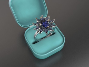 anillo de cóctel la joyería imprimible pera forma compromiso engagem diamante el cojín brillante tanzanita zafiro oro plata diamant los anillos 3d print model - Mito3D