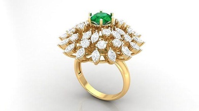 coquetel marquesa diamante anel imprimível platina argolas solitário esterlina brilhante casamento noivado jóia jóias prata joalheria branco ouro 3d print model - Mito3D