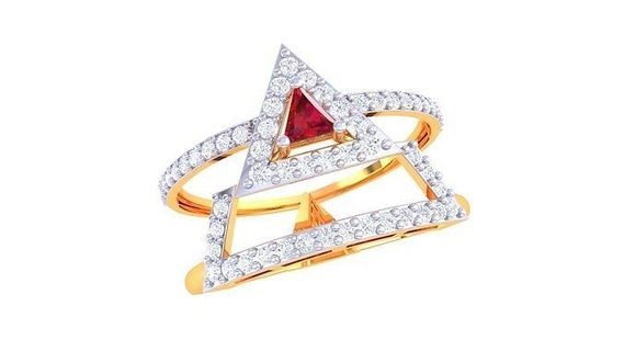 cocktail bague 16 anneaux mariage engagement bijou bijoux diamant imprimable haute fin or argent platine gemme solitaire Triangle 3d print model - Mito3D