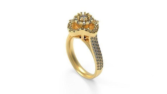 kokteyl yüzük 040 Solitaire Kadın KADIN minimalist altın gümüş takı mücevher yazdırılabilir Aşk düğün elmaslar çiçek kalp yüzükler 3d print model - Mito3D