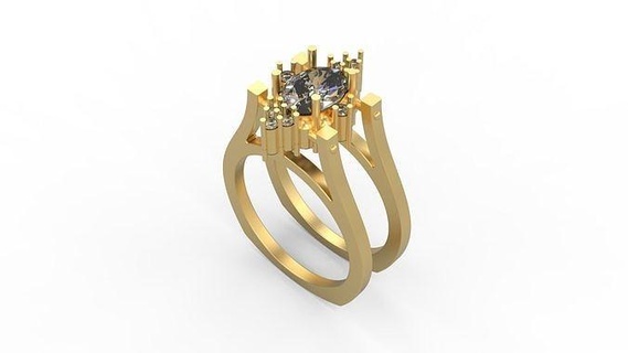 kokteyl yüzük 104 Solitaire Kadın KADIN minimalist altın gümüş takı mücevher yazdırılabilir Aşk düğün elmaslar çiçek kalp yüzükler 3d print model - Mito3D