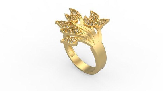 kokteyl yüzük 114 Solitaire Kadın KADIN minimalist altın gümüş takı mücevher yazdırılabilir Aşk düğün elmaslar çiçek kalp yüzükler 3d print model - Mito3D