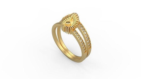 kokteyl yüzük 115 Solitaire Kadın KADIN minimalist altın gümüş takı mücevher yazdırılabilir Aşk düğün elmaslar çiçek kalp yüzükler 3d print model - Mito3D