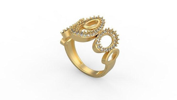 cocktail ring 130 solitaire woman women minimalist gold silver jewelry jewel printable love wedding jewellry diamonds flower heart rings 3d print model - Mito3D