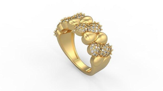 Cocktail Ring 135 Solitär Frau Frauen minimalistisch Gold Silber Schmuck Juwel druckbar Liebe Hochzeit Diamanten Blume Herz Ringe 3d print model - Mito3D