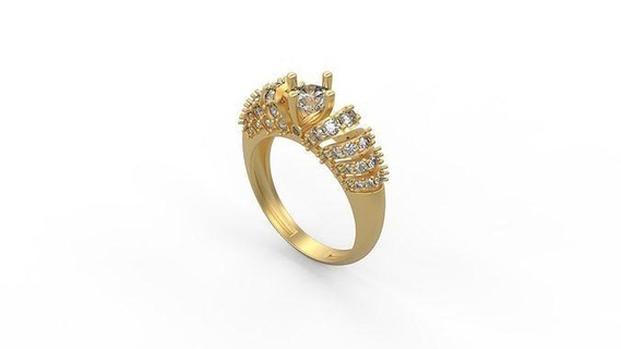 kokteyl yüzük 154 Solitaire Kadın KADIN minimalist altın gümüş takı mücevher yazdırılabilir Aşk düğün elmaslar çiçek kalp yüzükler 3d print model - Mito3D