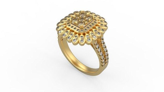 kokteyl yüzük 197 Solitaire Kadın KADIN minimalist altın gümüş takı mücevher yazdırılabilir Aşk düğün elmaslar çiçek kalp yüzükler 3d print model - Mito3D