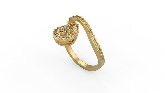 cóctel anillo 211 solitario mujer minimalista oro plata joyería joya imprimible amor Boda diamantes flor corazón anillos 3d print model - Mito3D