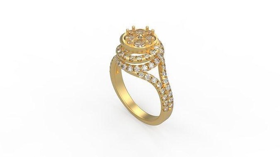 Cocktail Ring 221 Solitär Frau Frauen minimalistisch Gold Silber Schmuck Juwel druckbar Liebe Hochzeit Diamanten Blume Herz Ringe 3d print model - Mito3D