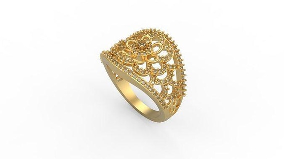 kokteyl yüzük 237 Solitaire Kadın KADIN minimalist altın gümüş takı mücevher yazdırılabilir Aşk düğün elmaslar çiçek kalp yüzükler 3d print model - Mito3D