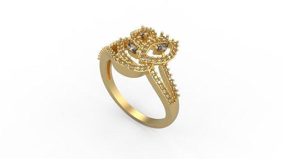 kokteyl yüzük 244 Solitaire Kadın KADIN minimalist altın gümüş takı mücevher yazdırılabilir Aşk düğün elmaslar çiçek kalp yüzükler 3d print model - Mito3D