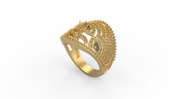 cóctel anillo 245 solitario mujer minimalista oro plata joyería joya imprimible amor Boda diamantes flor corazón anillos 3d print model - Mito3D