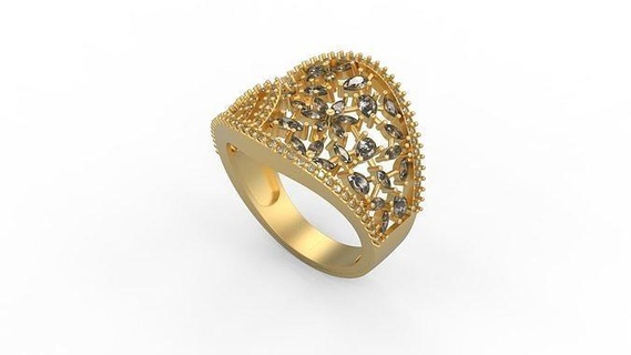 kokteyl yüzük 247 Solitaire Kadın KADIN minimalist altın gümüş takı mücevher yazdırılabilir Aşk düğün elmaslar çiçek kalp yüzükler 3d print model - Mito3D