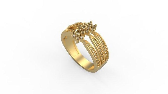 kokteyl yüzük 264 Solitaire Kadın KADIN minimalist altın gümüş takı mücevher yazdırılabilir Aşk düğün elmaslar çiçek kalp yüzükler 3d print model - Mito3D