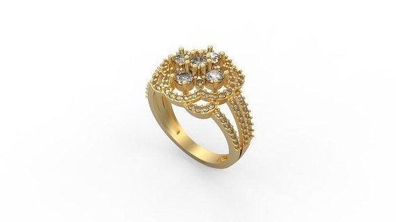 kokteyl yüzük 272 Solitaire Kadın KADIN minimalist altın gümüş takı mücevher yazdırılabilir Aşk düğün elmaslar çiçek kalp yüzükler 3d print model - Mito3D