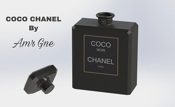 Coco chanel n5 perfume botella plastico embalaje diseño botellas fabricación paquete cosmético maquillaje negro París Moda fragancia loción 3d print model - Mito3D