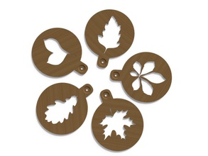 café pochoirs collection d'automne pochoir de l'automne symbole la conception forme art forêt déco nature feuille les feuilles silhouette maison cuisine à manger 3d print model - Mito3D
