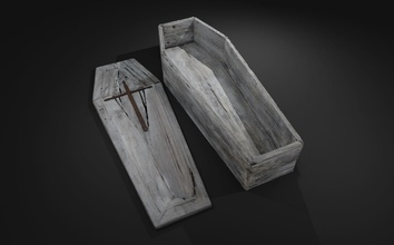 caixão madeira bruxas grave retro arte esculturas 3d print model - Mito3D