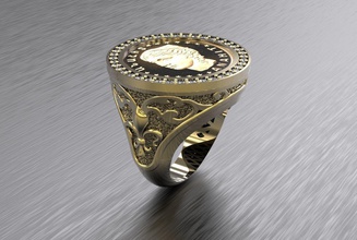 coin ring diamonsd jewelry anahit diamond heraldic lily gold gem silver luxury nikolay rings 3d print model - Mito3D
