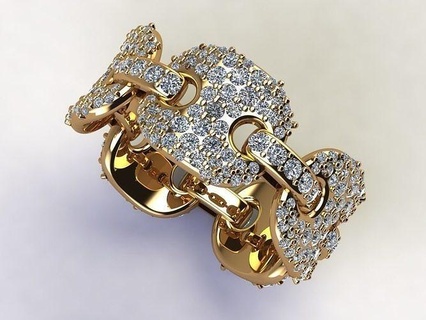 madeni para yüzük yuvarlak elmas tam döşemek erkekler takı karakter altın adam yüzükler moda gümüş mücevher yazdırılabilir düğün platin nişan 3d print model - Mito3D