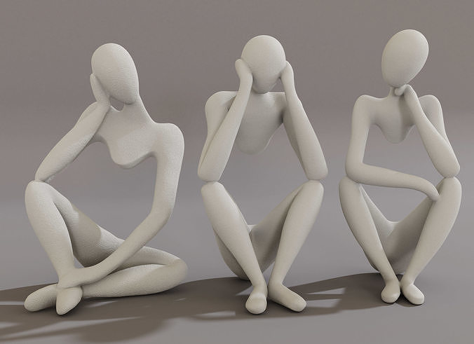 colecionar escultas cuerpo escultura arte deco casa sala silueta pensamento meditando esculpir esculturas 3D print model - Mito3D
