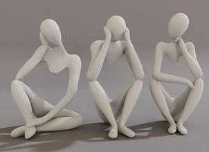 coleccion esculturas cuerpo escultura arte deco casa sala silueta pensiero meditando scolpire sculture 3d print model - Mito3D