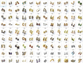 la collection de boucles d'oreilles en vrac-0011-3dm pierres-109 fichiers bijoux le diamant les diamants pierre pierres gem précieuses à l'oreille vrac ronde or des 3d print model - Mito3D