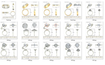 collection- bulk rings-0001-3dm stones-15 files jewelry jewellery diamond diamonds stone stones gem gems color ring rings round princess solitaire accent rose platinum 3d print model - Mito3D