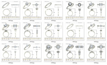 bulk-3dm-with gems-ring 15 files-1 jewelry jewellery diamond diamonds stone stones gem gems color ring rings bulk 3d print model - Mito3D