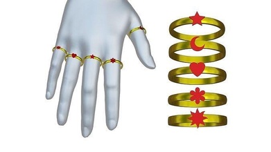 Sammlung 05 Gold Ringe Hand Ring Schmuck Silber brillant druckbar Engagement Juwel Allianz Diamant Finger Mode genau Luxus Halskette Hände 3d print model - Mito3D