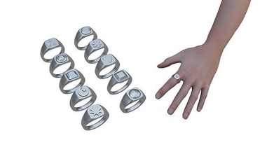 coleção of 10 argolas anel mão jóias prata brilhante imprimível noivado gema aliança diamante dedo moda preciou luxo colar mãos cnc diamantado pingente joalheria 3d print model - Mito3D
