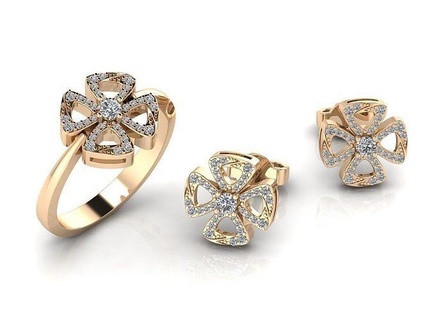 collezione 13 trifoglio squillare diamanti 3dprint diamante lusso stampabile orecchini stampa file Fidanzamento moda amore fiore anelli orecchino gioielleria 3d print model - Mito3D