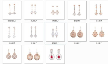 collection 17 women earrings 3dm stl render details jewelry wedding engagement jewel jewellery printable diamond silver gold gem tops hoops huggies longearrings 3d print model - Mito3D