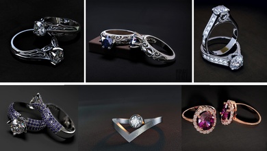 collection 31 femmes anneaux bijoux argent bague or diamant bijou imprimable mode goujat impression femme brillant 3d print model - Mito3D